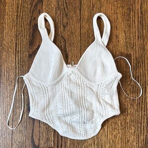 Garage Cream Knit Corset Top